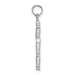 14K White Gold 3-D Polished Cross Charm