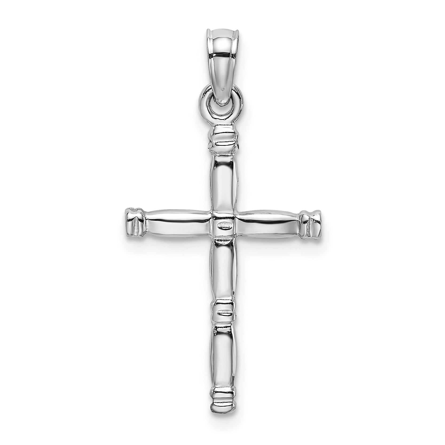 14K White Gold 3-D Polished Cross Charm Main image