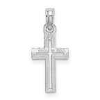 14K White Gold D/C Cross Charm