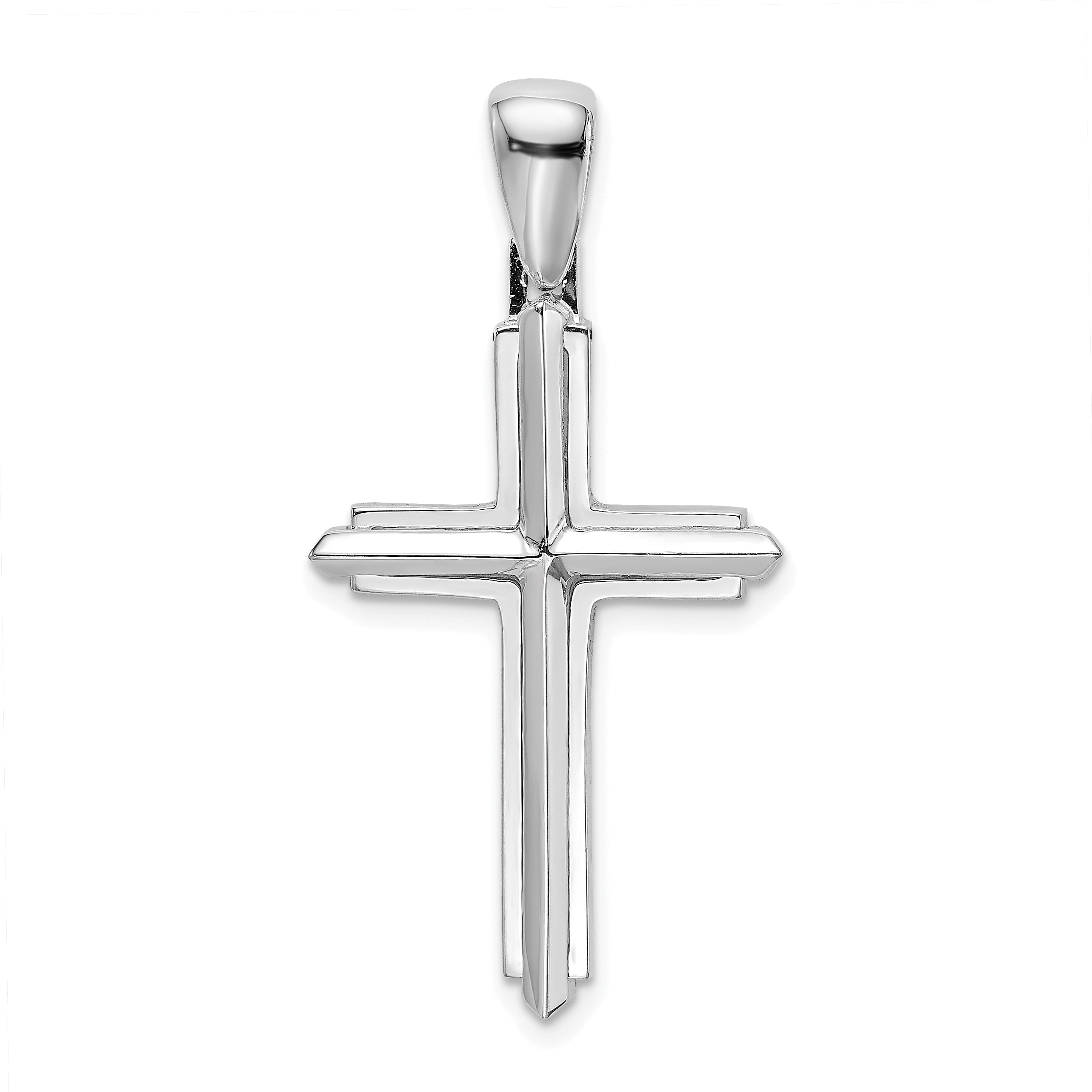 14K White Gold Polished Cross Charm Main image