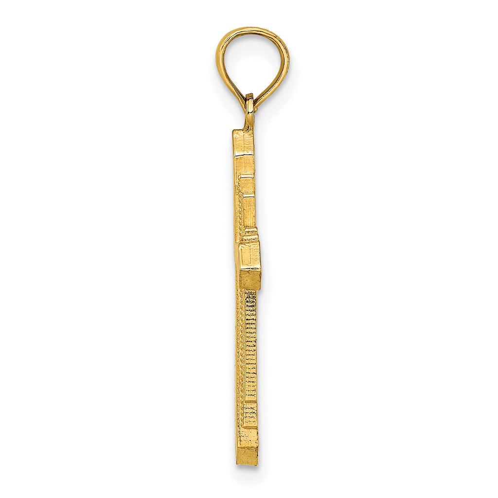 14K Solid Beaded Cross Charm