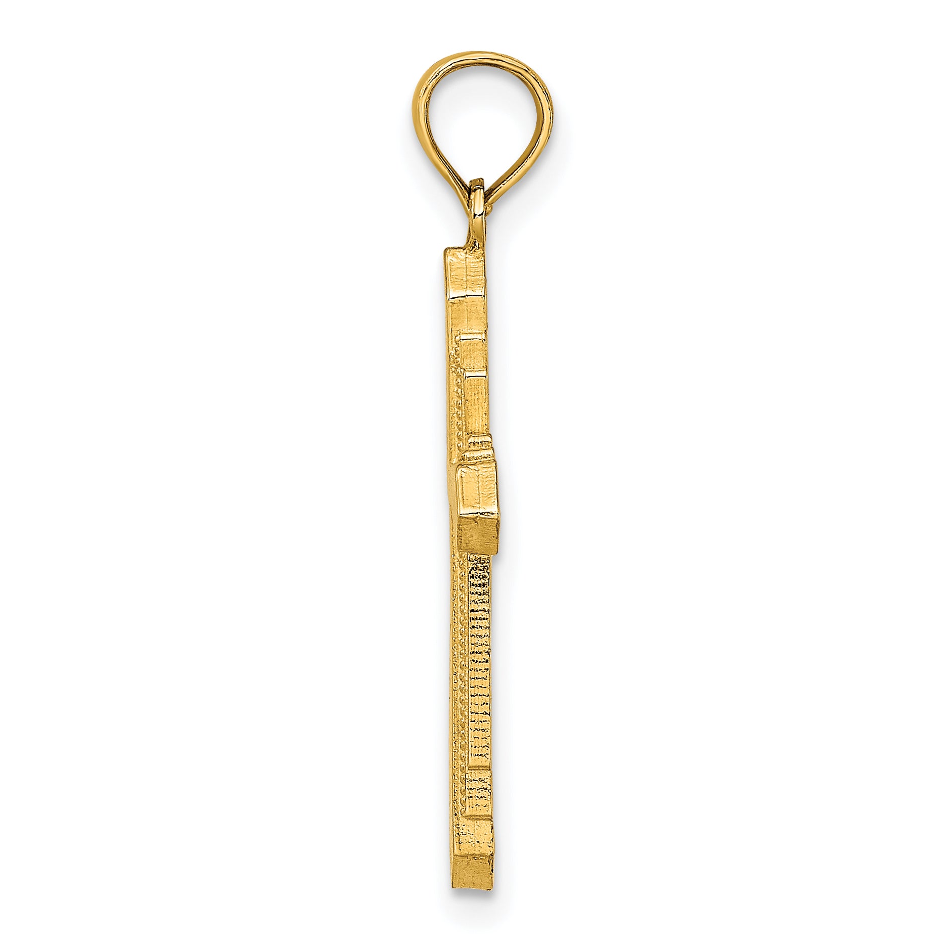 14K Solid Beaded Cross Charm