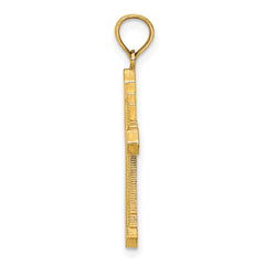 14K Solid Beaded Cross Charm