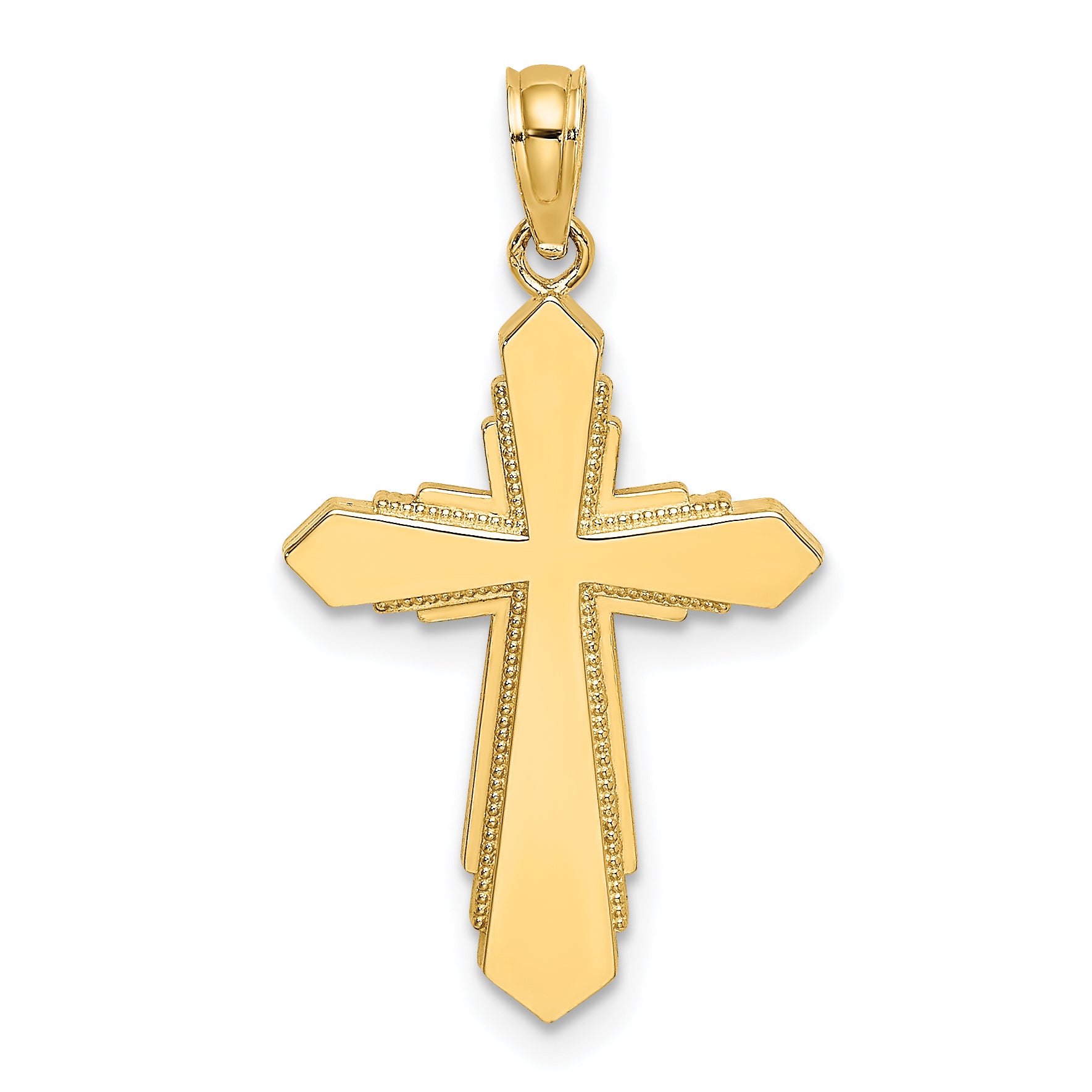 14K Solid Beaded Cross Charm Main image