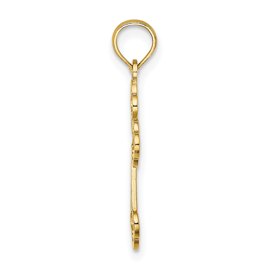 14K Lace Center Budded Cross Charm