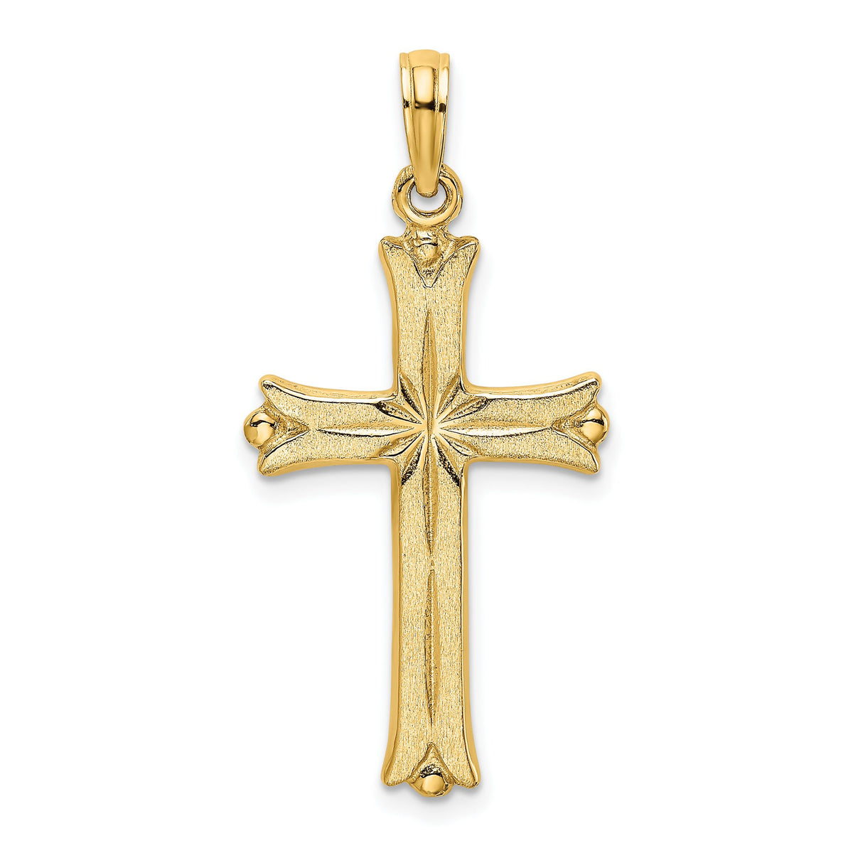 Cross with Starburst Center Charm in 14K Yellow Gold, 25mm - Sophia Jewelers Main image