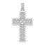 14K White Gold Polished Sqaure Cross w/ Heart Design Charm