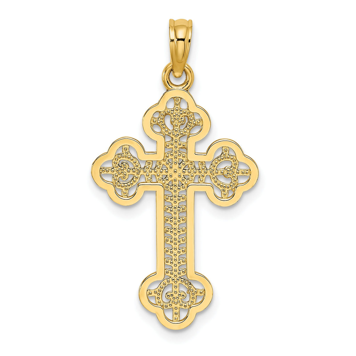 Budded Cross Charm in 14K Yellow Gold, 29mm - Sophia Jewelers Main image