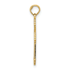 14K Cut-Out Stripes Cross w/ Heart Charm