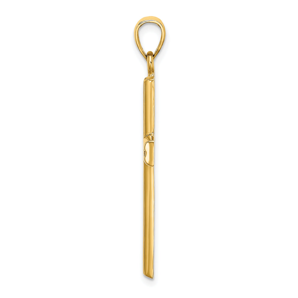 14K Polished Beaded Cross Charm