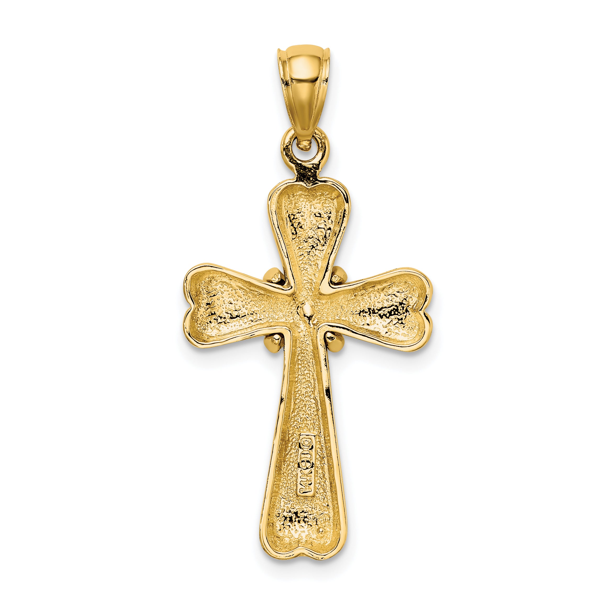 14K Polished X and Heart Cross  Charm