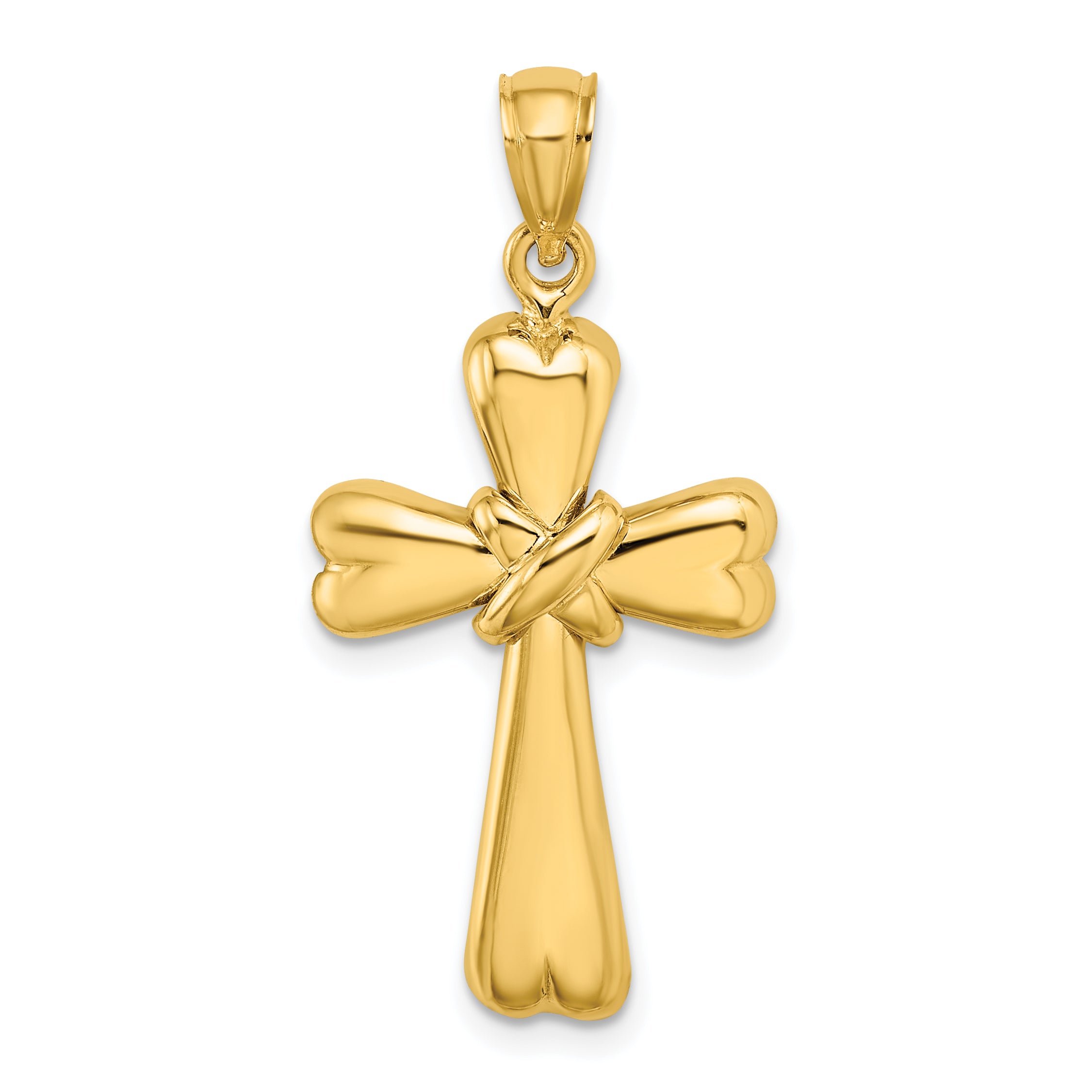 14K Polished X and Heart Cross  Charm