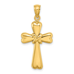 14K Polished X and Heart Cross  Charm