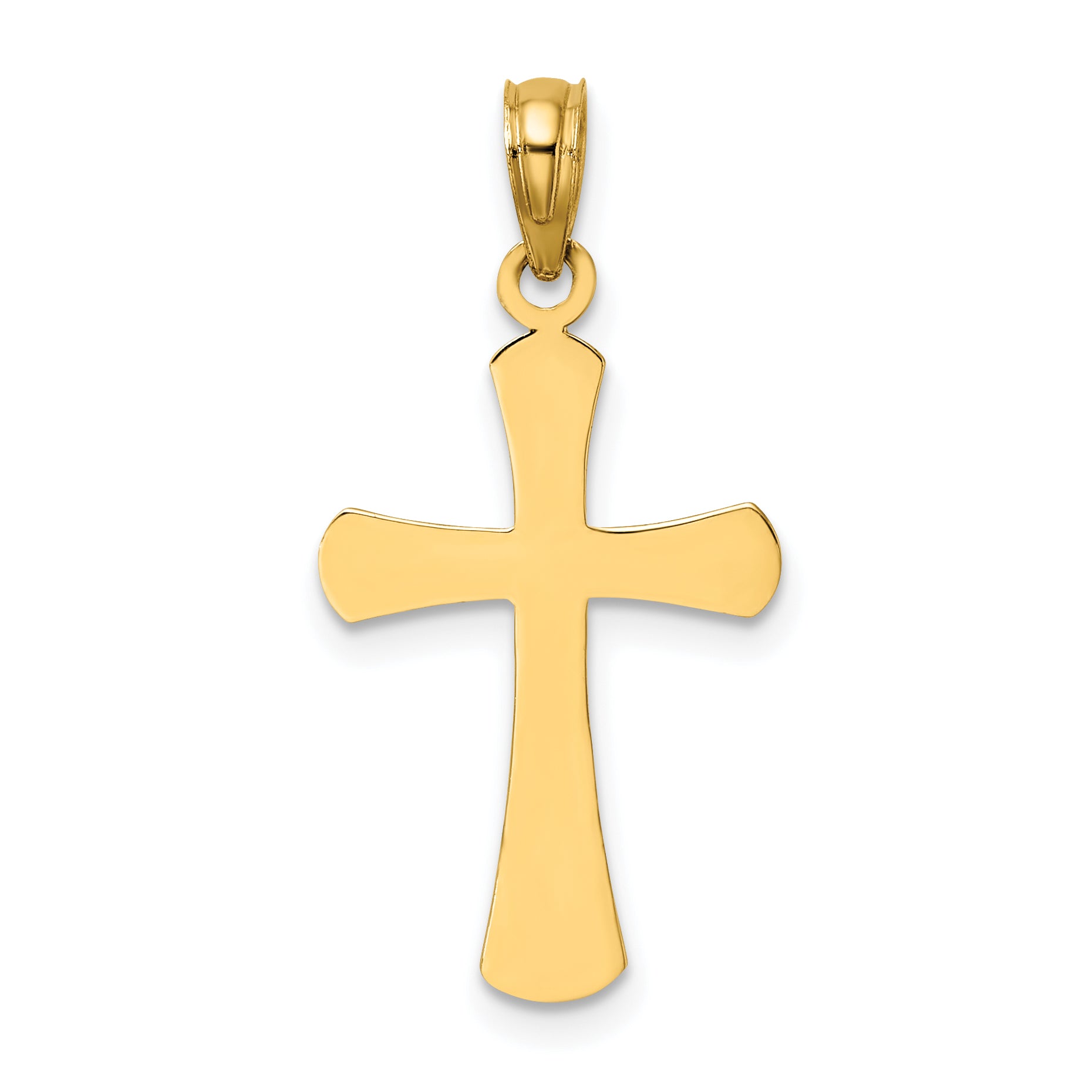 14K Polished Beveled Cross w/ Round Tips Charm
