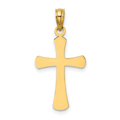 14K Polished Beveled Cross w/ Round Tips Charm