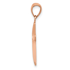 14K Rose Gold Polished Beveled Cross w/ Round Tips Charm