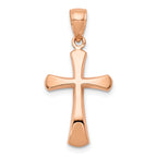 14K Rose Gold Polished Beveled Cross w/ Round Tips Charm