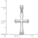 14K White Gold Polished Beveled Cross w/ Round Tips Charm