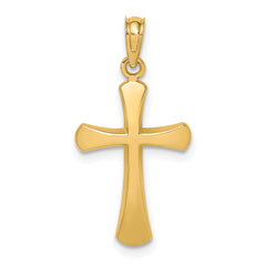 14K Polished Beveled Cross w/ Round Tips Charm