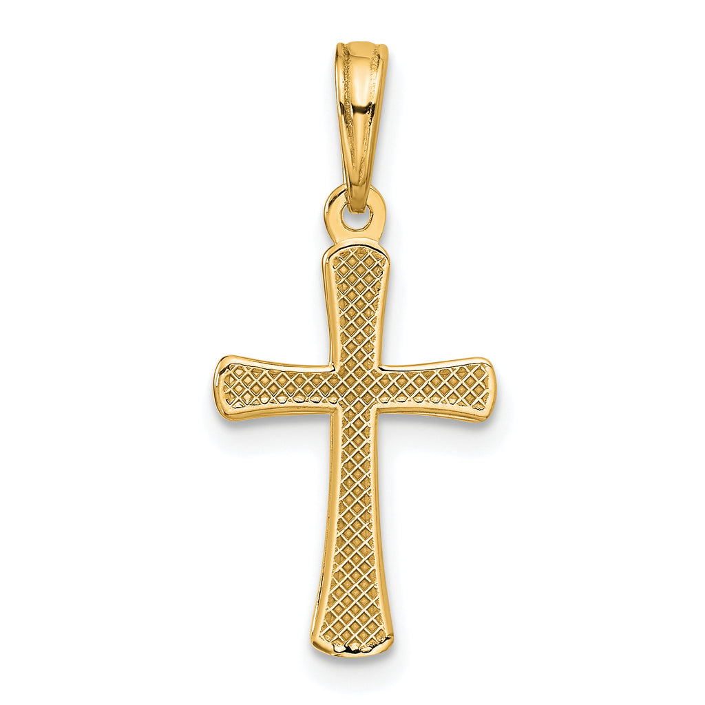 10K None Polished Beveled Cross w/ Round Tips Charm - view 4