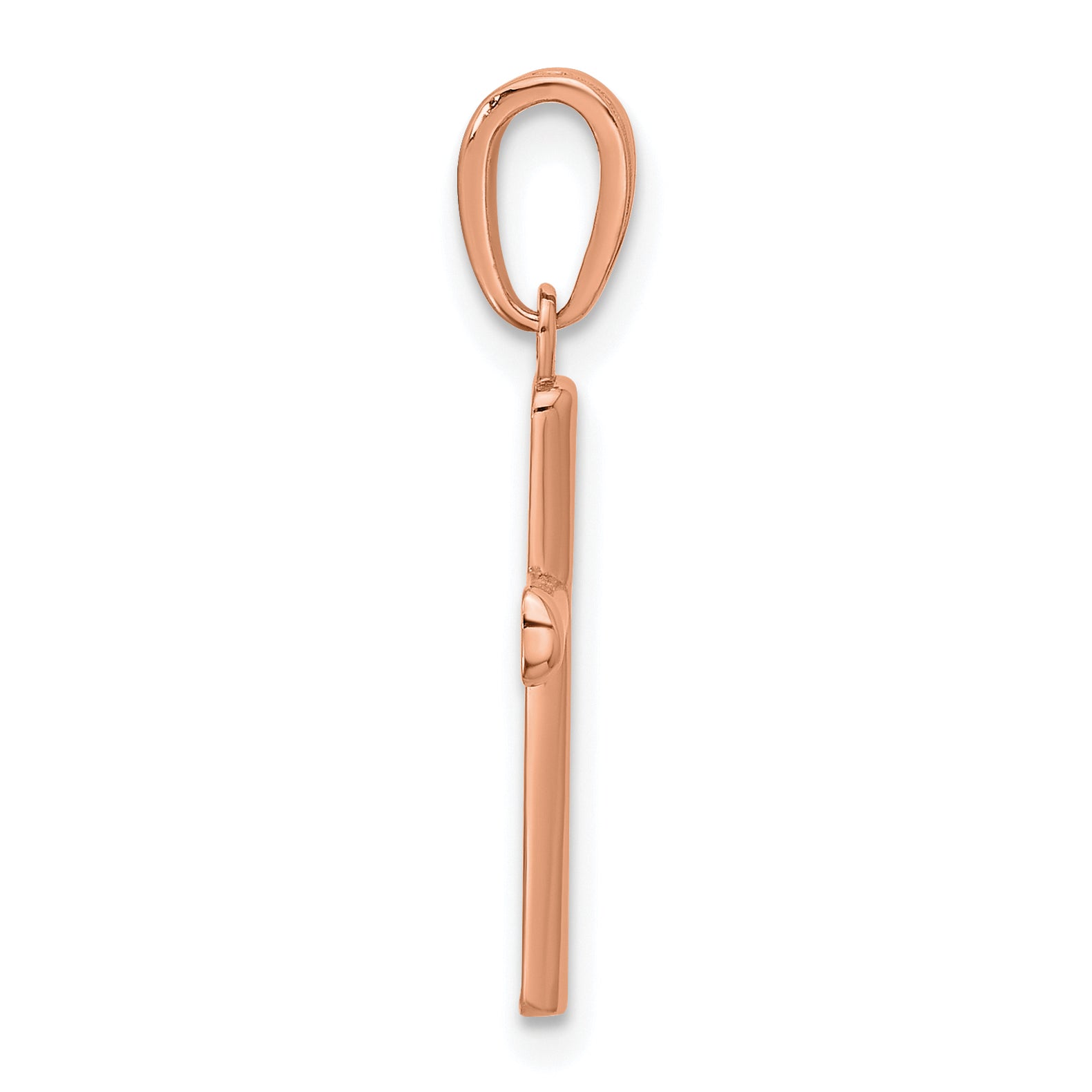 14K Rose Gold Polished Beveled Cross with Round Tips Charm