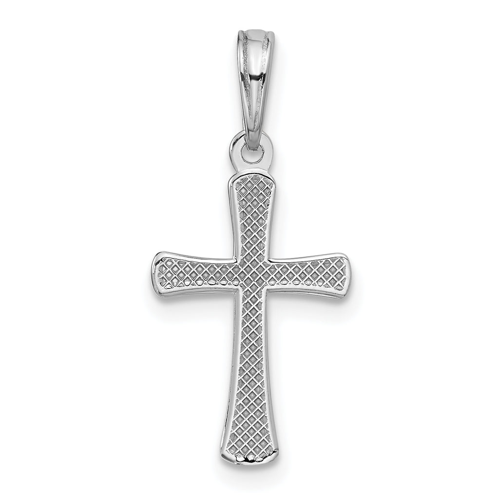 10K White Gold White Gold Polished Beveled Cross w/ Round Tips Charm - view 4