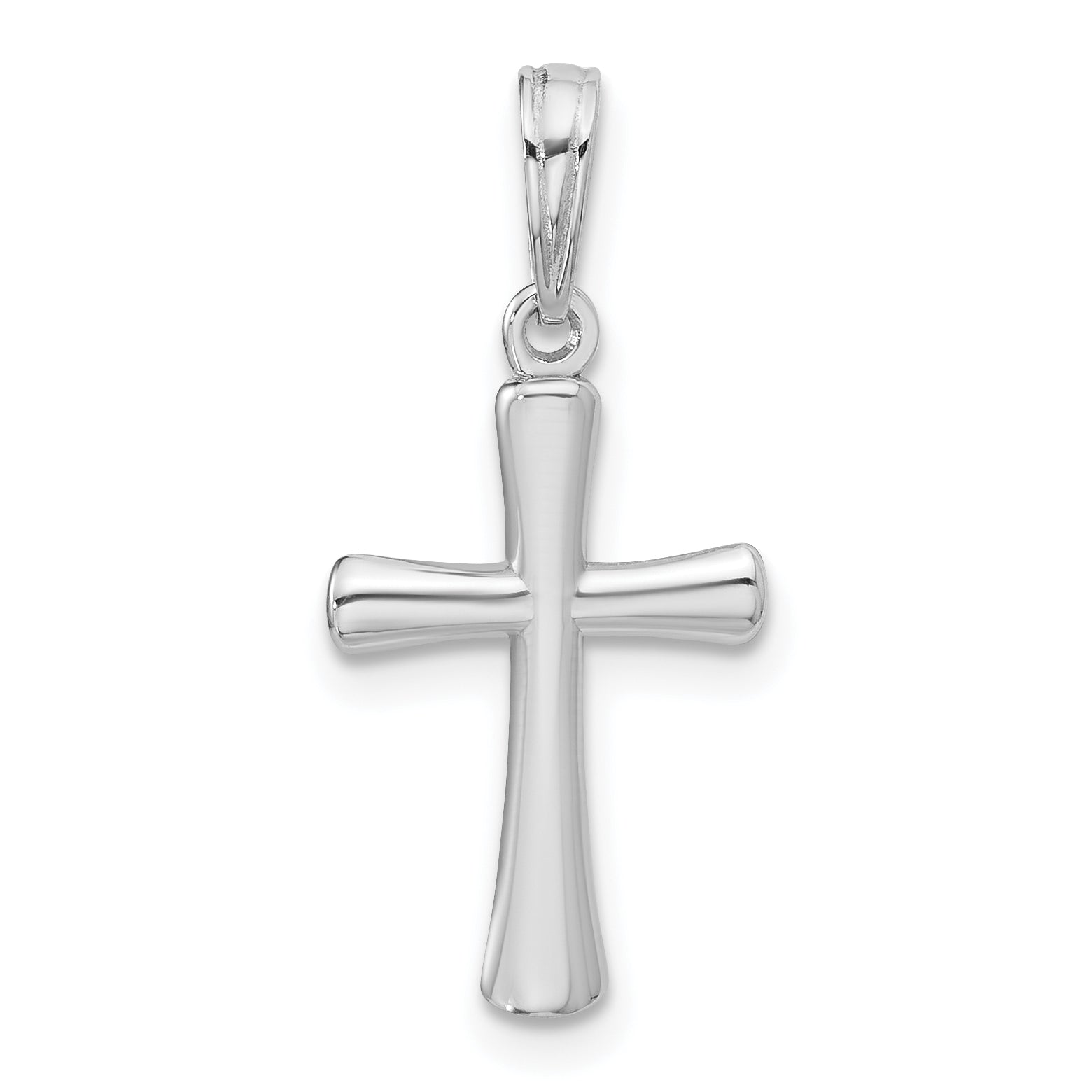 10K White Gold White Gold Polished Beveled Cross w/ Round Tips Charm Main image