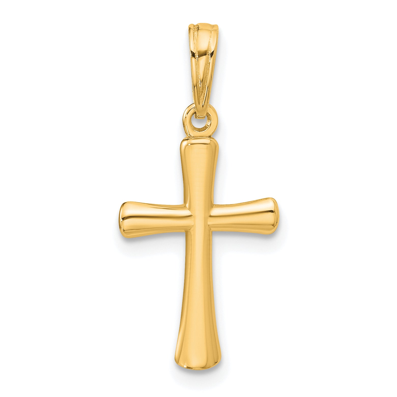 10K None Polished Beveled Cross w/ Round Tips Charm