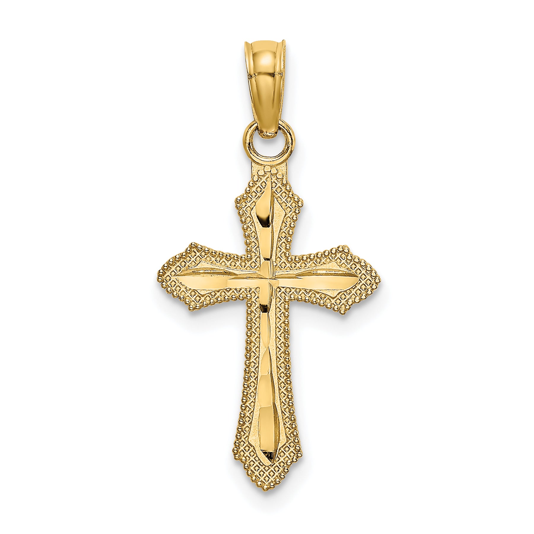 14K D/C w/ Beaded Edge Cross Charm Main image