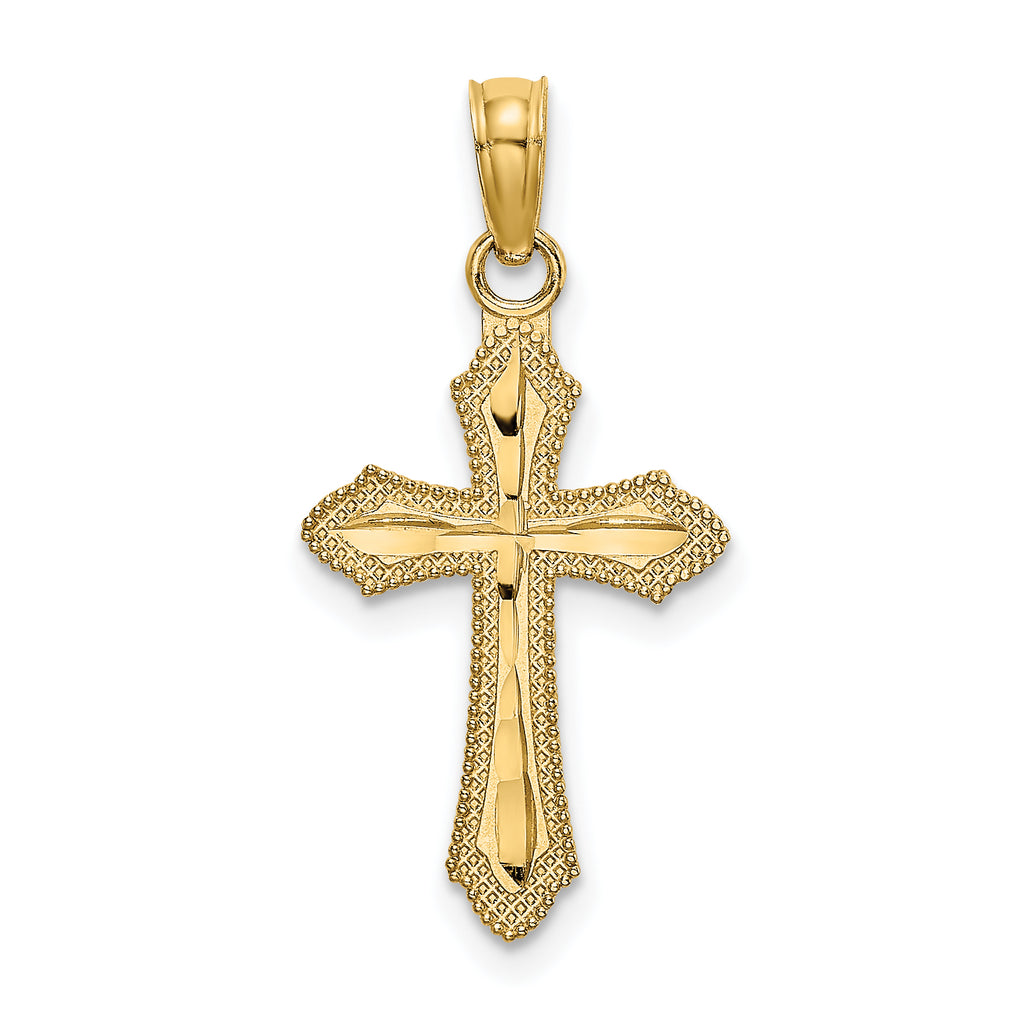 14K D/C w/ Beaded Edge Cross Charm