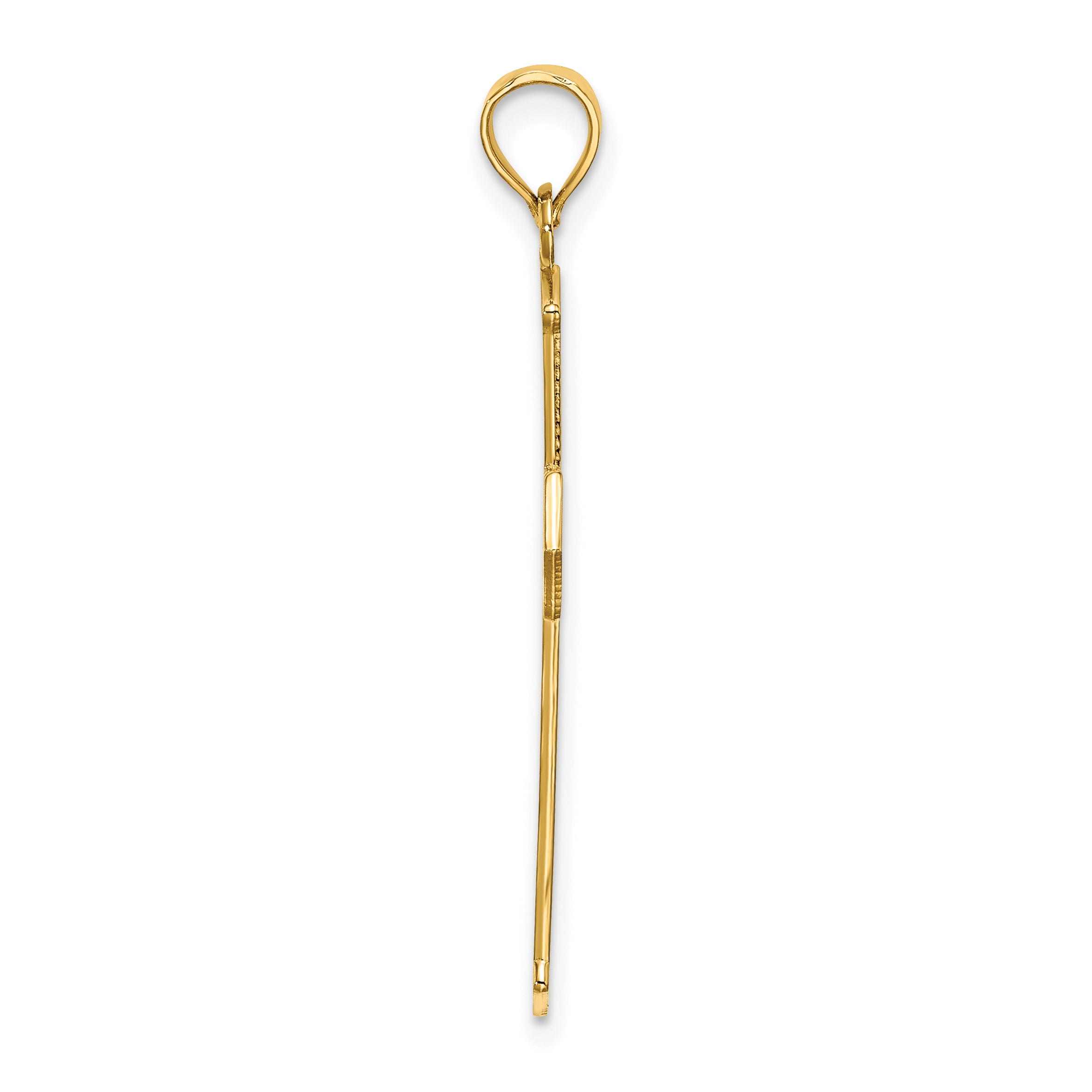 14K Arrow Tip Cross W/ Cross Accents Charm