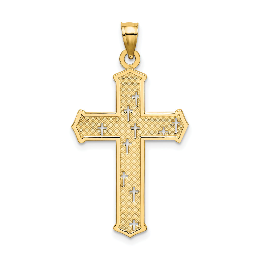 14K Arrow Tip Cross W/ Cross Accents Charm
