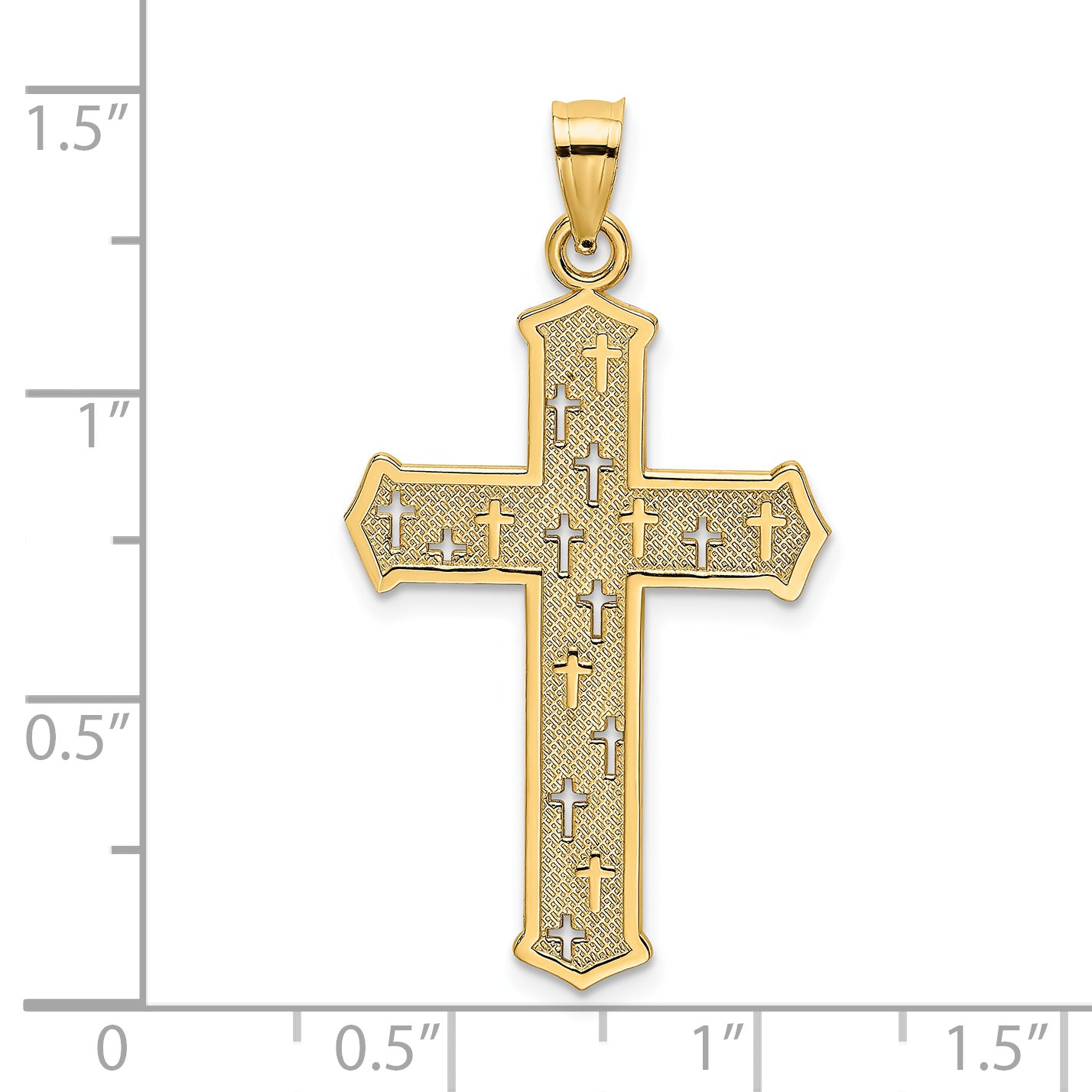 14K Arrow Tip Cross W/ Cross Accents Charm
