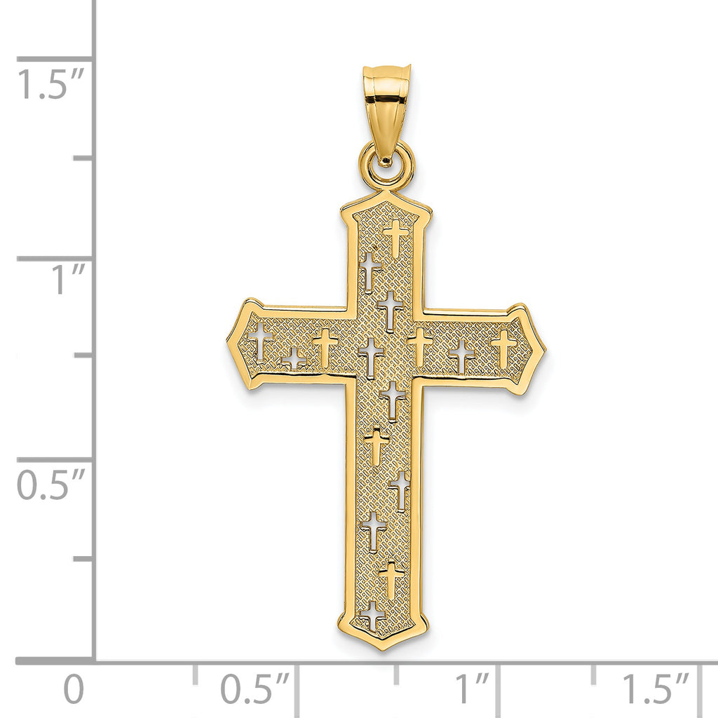 14K Arrow Tip Cross W/ Cross Accents Charm