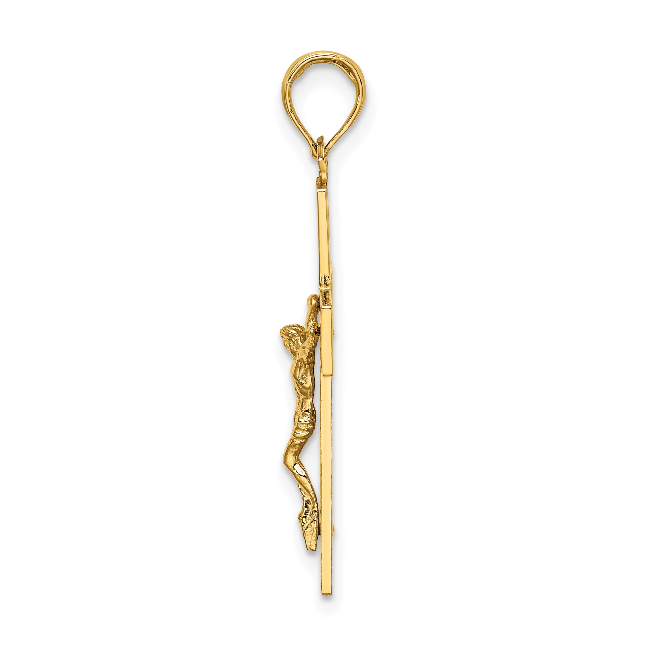 14K Cut-Out Heart w/I LOVE JESUS on Reverse Crucifix Charm