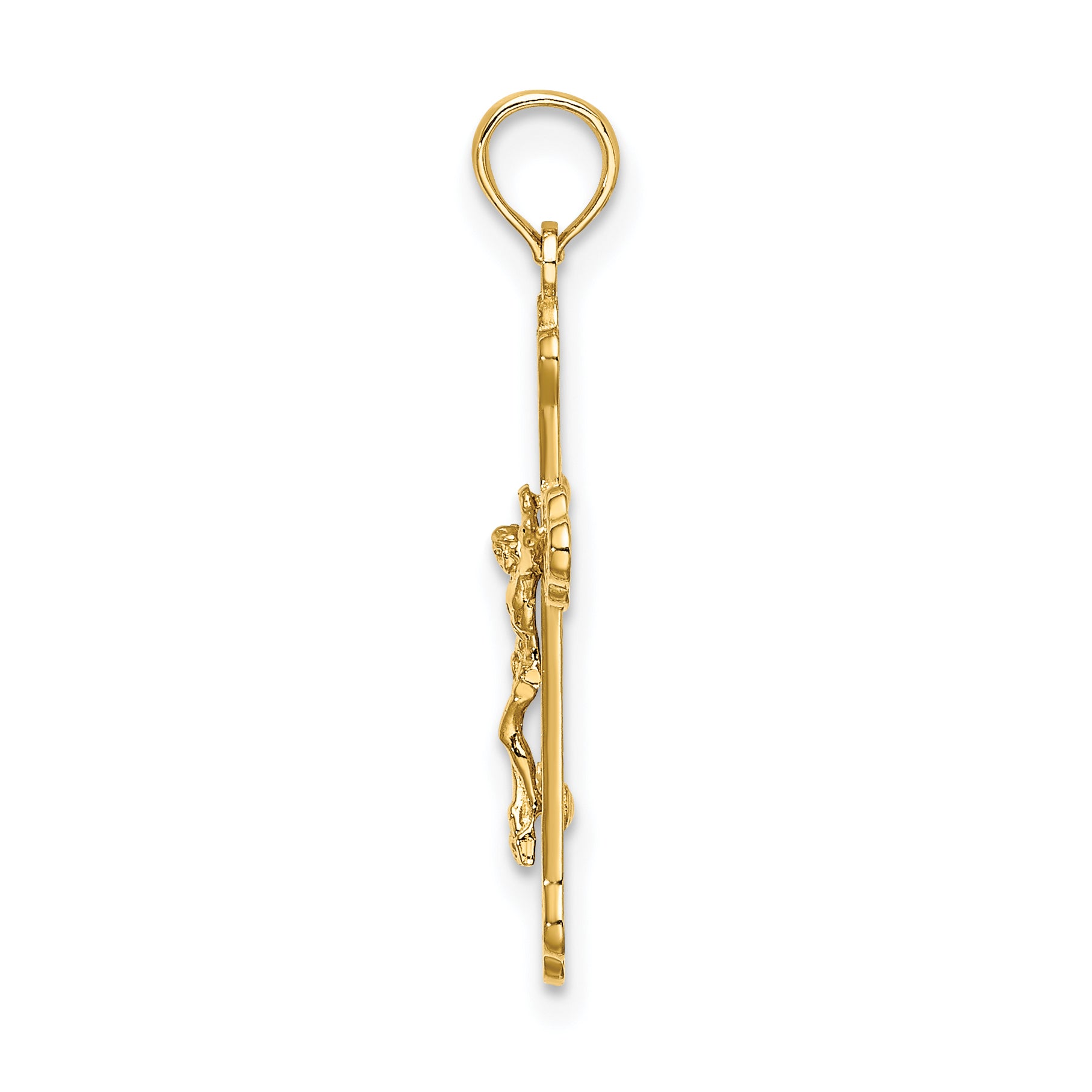 14K Inri Crucifix W/ Scroll Tips Charm Secondary image