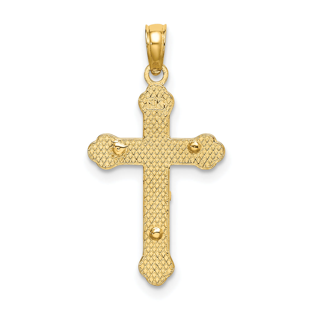 14K Inri Crucifix W/ Scroll Tips Charm