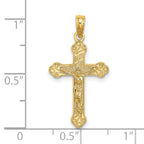 14K Inri Crucifix W/ Scroll Tips Charm