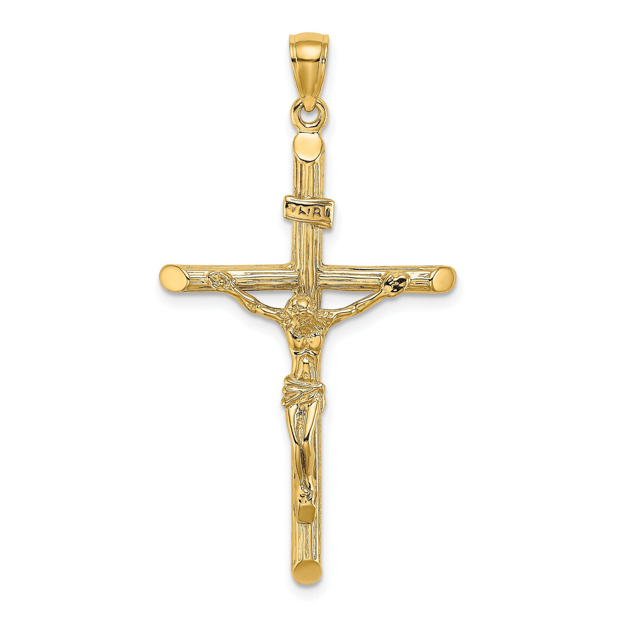 Crucifix Charm in 14K Yellow Gold, 24x39mm Textured - Sophia Jewelers Main image
