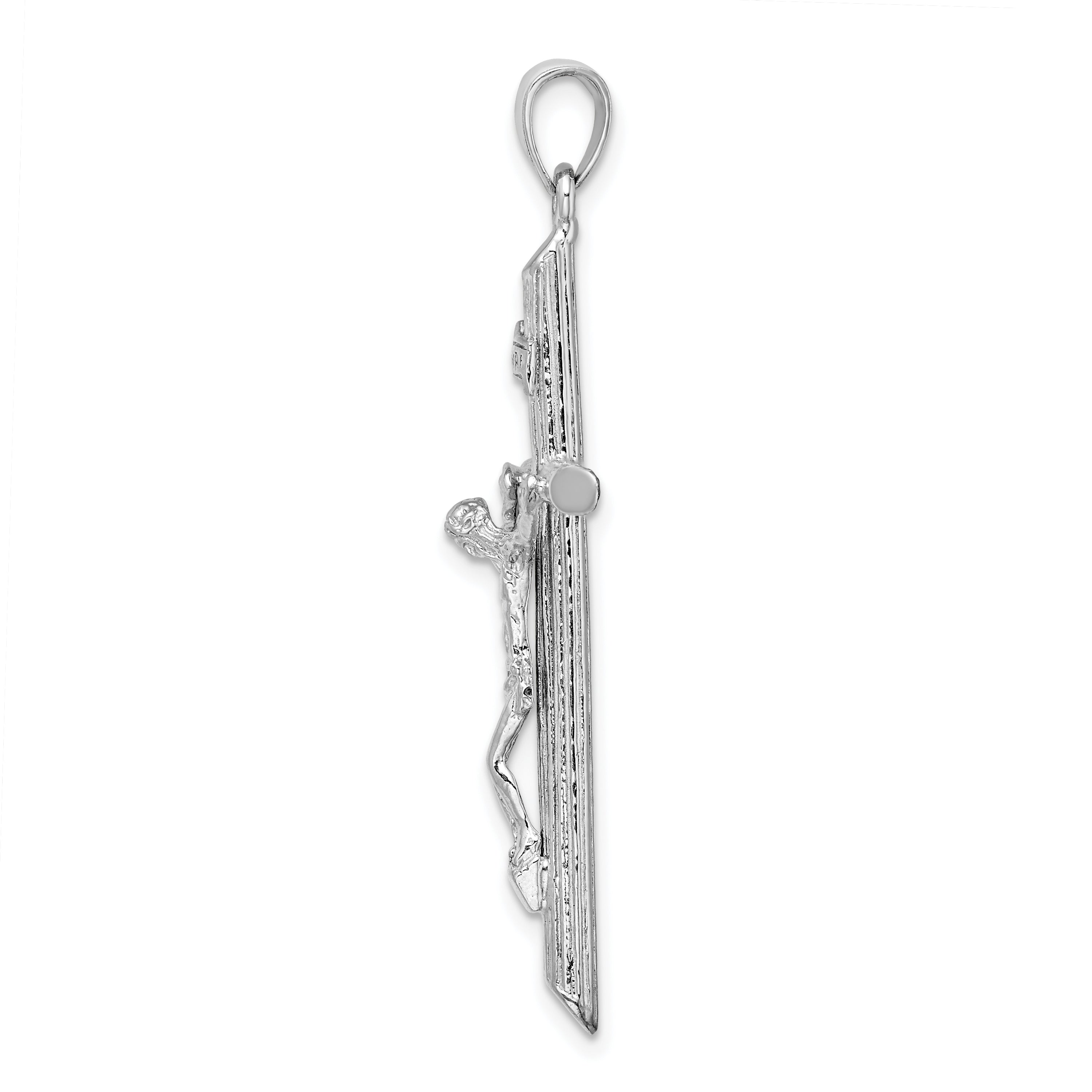 14K White Gold Textured Crucifix Charm Secondary image