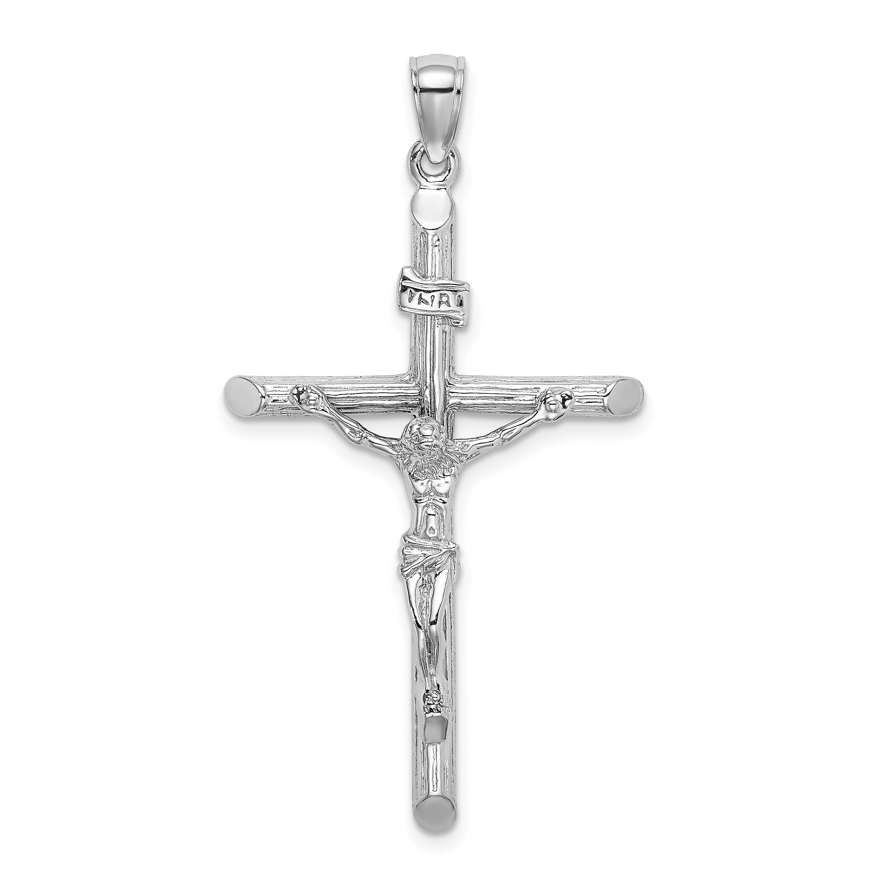 14K White Gold Textured Crucifix Charm Main image