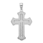 14K White Gold 2-D Filigree Center Block Cross Charm