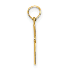 14K Polished Beveled Cross w/ Round tips Charm