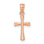 14K Rose Gold Polished Beveled Cross w/ Round tips Charm