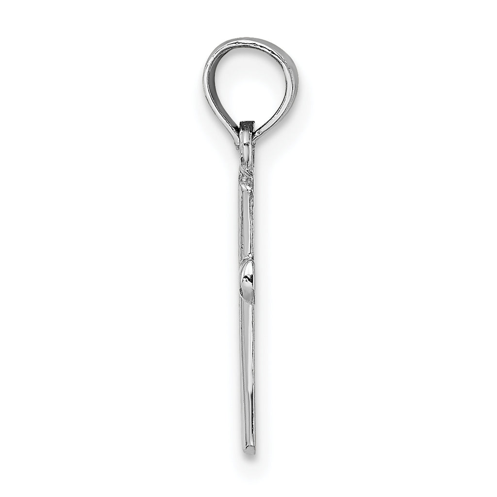 14K White Gold Polished Beveled Cross w/ Round tips Charm