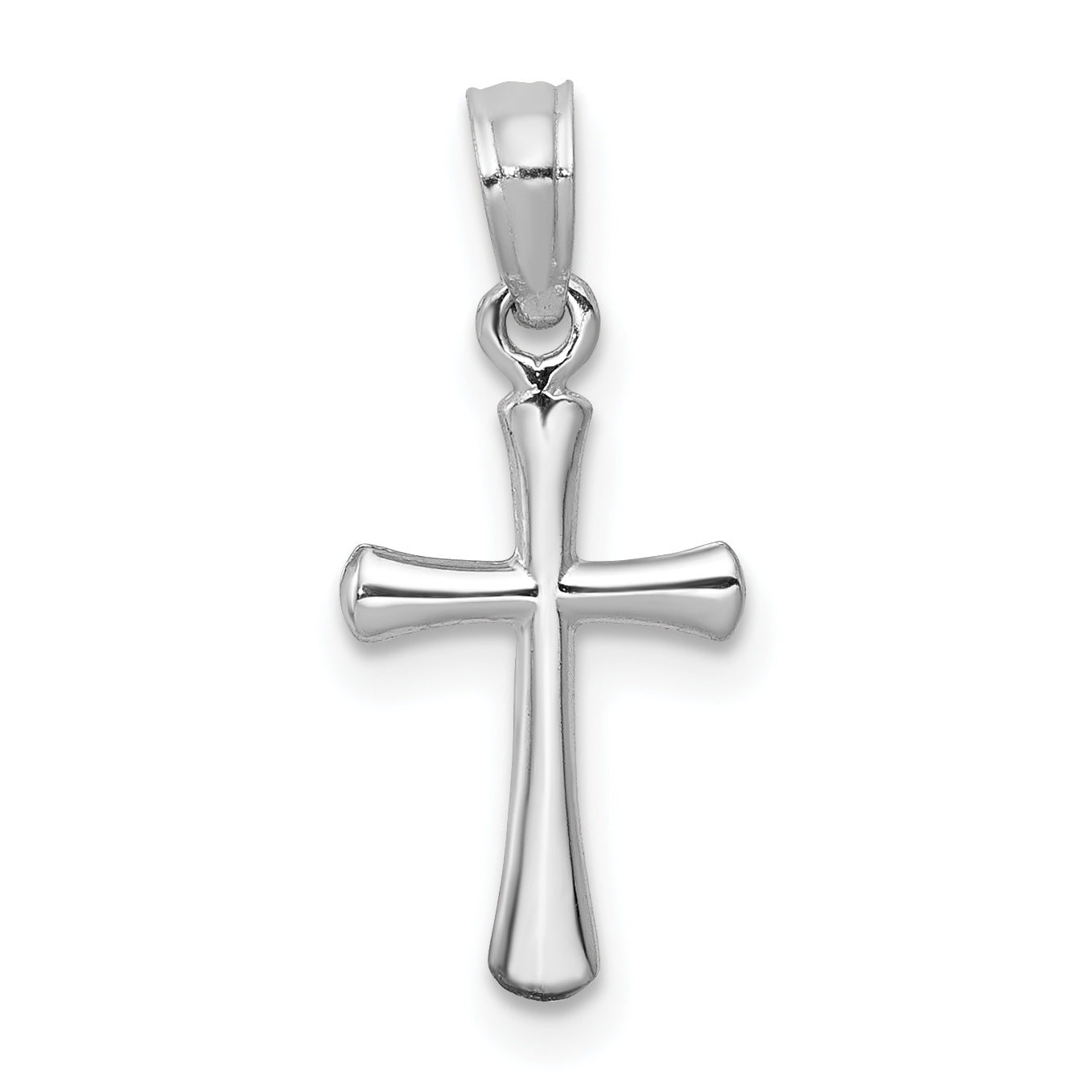 14K White Gold Polished Beveled Cross w/ Round tips Charm Main image