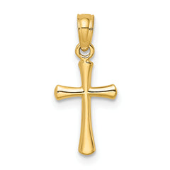 14K Polished Beveled Cross w/ Round tips Charm