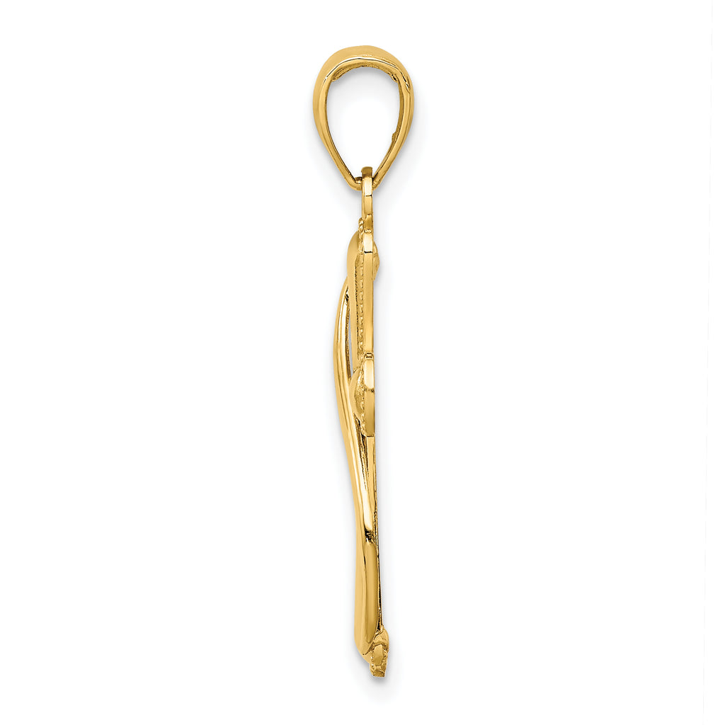 14K Cross With Drape Charm