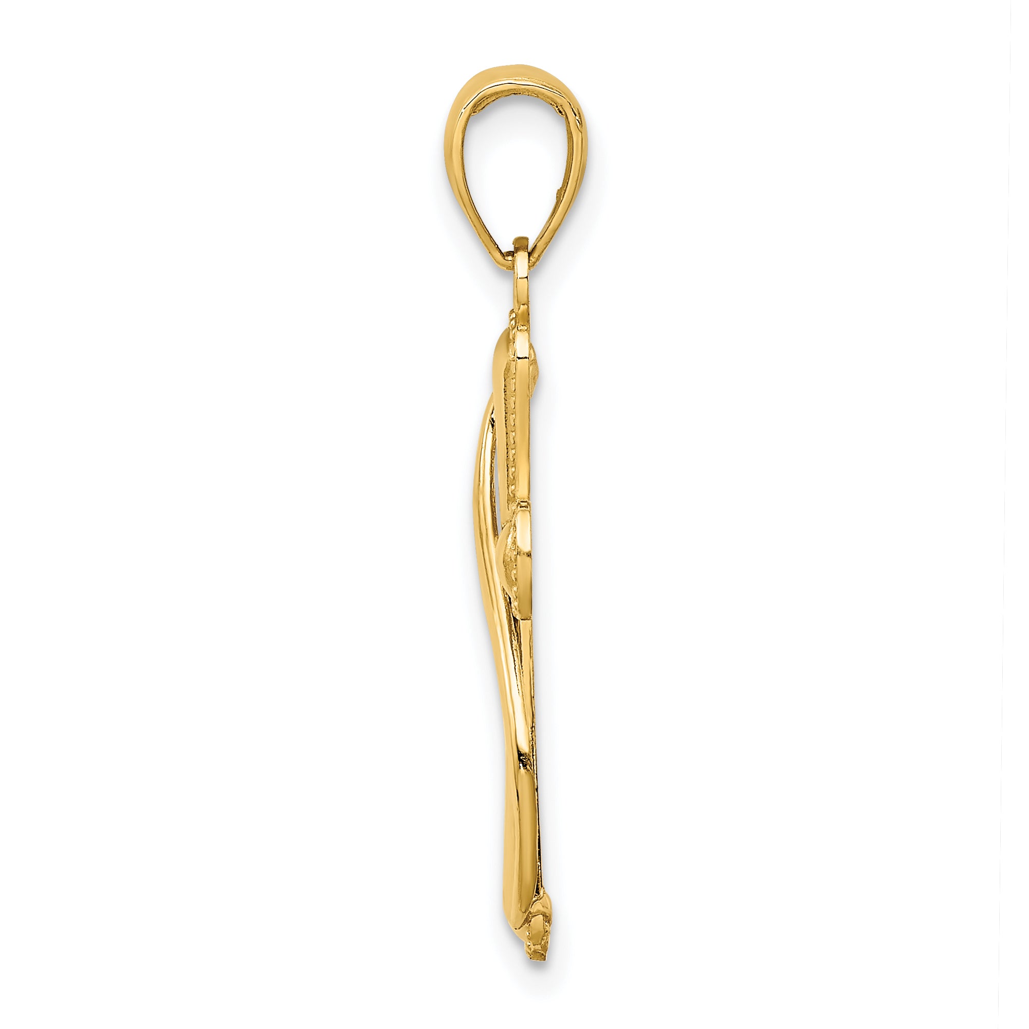 14K Cross With Drape Charm