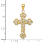 14K Textured and Beaded Edge Cross Charm